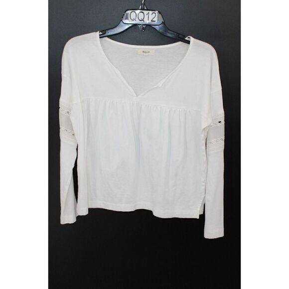 MADEWELL WHITE BLOUSE VNECK LONG SLEEVE SIZE SMALL - Picture 1 of 5